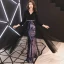 Chic / Beautiful Black Evening Dresses  2019 A-Line / Princess V-Neck Sash Sequins 3/4 Sleeve Floor-Length / Long Formal Dresses