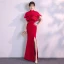 Chinese style Black Evening Dresses  2019 Trumpet / Mermaid High Neck Short Sleeve Split Front Floor-Length / Long Formal Dresses