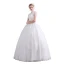 Elegant White Wedding Dresses 2019 Ball Gown High Neck Lace Flower Sequins Short Sleeve Backless Floor-Length / Long
