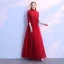 Chic / Beautiful Sky Blue Prom Dresses 2018 A-Line / Princess Lace Flower High Neck 1/2 Sleeves Floor-Length / Long Formal Dresses
