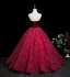 Vintage / Retro Burgundy Bow Prom Dresses 2025 Ball Gown Strapless Sleeveless Backless Floor-Length / Long Formal Dresses