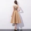 Chic / Beautiful Champagne Homecoming Graduation Dresses 2018 A-Line / Princess Sequins Scoop Neck Sleeveless Knee-Length Formal Dresses