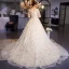 Scintillantes Champagne Grande Taille Robe De Mariée 2019 Robe Boule V-Cou Paillettes 1/2 Manches Dos Nu Chapel Train