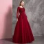 Chic / Beautiful Burgundy Prom Dresses 2019 A-Line / Princess Scoop Neck Beading Crystal Sequins Long Sleeve Backless Floor-Length / Long Formal Dresses