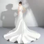 Charmant Ivoire Robe De Soirée 2019 Trompette / Sirène Sans Manches Cristal Paillettes En Dentelle Fleur V-Cou Dos Nu Cathedral Train Robe De Ceremonie