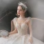 Charming Fabulous Ivory Wedding Dresses 2021 Ball Gown Scoop Neck Beading Rhinestone Lace Flower Long Sleeve Royal Train Wedding