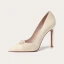 Elegant Beige Evening Party Pearl Pumps 2021 Leather 10 cm Stiletto Heels Pointed Toe Pumps High Heels