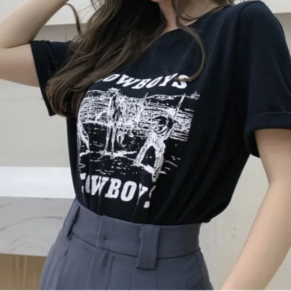 Chic / Beautiful Summer Casual White Letter Graphic Printing Loose T-Shirts 2021 Cotton Scoop Neck Short Sleeve Women's Tops T-shirt