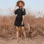 Fashion Black Summer See-through Short Sleeve Sash Women Dresses 2021