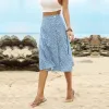 Summer Sky Blue Floral Beach Women Skirts 2021 Chiffon Bottoms