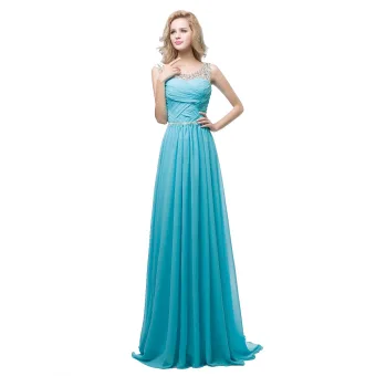 Chic Belle Vert Jade Chiffon Robe De Soirée 2018 Princesse Transparentes Encolure Dégagée Sans Manches Faux Diamant Ceinture Train De Balayage Volants Dos Nu Robe De Ceremonie