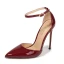 Sexy Fashion Black Cocktail Party Evening Party Womens Shoes 2021 Patent Leather Ankle Strap 12 cm Stiletto Heels Pointed Toe Womens Shoes High Heels