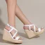 Street Wear Casual Summer Black Womens Sandals 2021 Ankle Strap Waterproof 11 cm Wedges Open / Peep Toe Womens Sandals High Heels