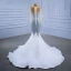 Sparkly Charming Silver Beading Sequins Rhinestone 2021 Trumpet / Mermaid Scoop Neck Long Sleeve Court Train Wedding Dresses