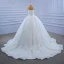 High End Charmant Ivory / Creme Perlenstickerei Strass Pailletten Brautkleider / Hochzeitskleider 2021 Ballkleid Eckiger Ausschnitt Lange Ärmel Rückenfreies Hof-Schleppe Hochzeit