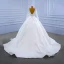 High-end Ivory Ball Gown Wedding Dresses 2021 V-Neck Long Sleeve Backless Chapel Train Wedding