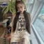 Fashion Street Wear Khaki Summer Loose Butterfly Printing Cotton T-Shirts 2021 Scoop Neck Short Sleeve Women's Tops T-shirt