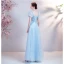 Chic / Belle Bleu Ciel Robe De Bal Robe De Bal 2021 Princesse Encolure Carrée Perlage Perle Paillettes En Dentelle Fleur Manches Courtes Dos Nu Longue Promo Robe De Ceremonie