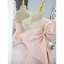 Schön Rosa Satin Ballkleider 2021 A Linie One-Shoulder Schleife Ärmellos Rückenfreies Lange Ball Festliche Kleider