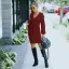 Fall Winter Street Wear Sky Blue Regular Women Dresses 2021 Cotton V-Neck Long Sleeve Sash