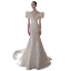 Mode Ivory / Creme Satin Brautkleider / Hochzeitskleider Abendkleider 2021 Meerjungfrau V-Ausschnitt Geschwollenes Kurze Ärmel Rückenfreies Hof-Schleppe Hochzeit