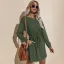 Fall Winter Grey Street Wear Women Dresses 2021 Scoop Neck Bow Sash Regular Long Sleeve
