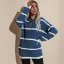 Vintage / Retro Fall Winter Loose Street Wear Stripe White Knitting Sweaters 2021 Scoop Neck Long Sleeve Women's Tops