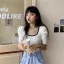 Vintage / Retro Summer Blushing Pink Knitting Tight  T-Shirts 2021 U-Neck Short Sleeve Women's Tops T-shirt
