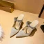 Sexy Silver Cocktail Party Evening Party Rhinestone Sequins Womens Sandals 2021 Leather Tulle 10 cm Stiletto Heels Pointed Toe Womens Shoes High Heels