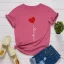 Schön Sommer Schwarz Freizeit Herzförmig Ballon Drucken T-Shirts 2021 Baumwolle Rundhalsausschnitt Kurze Ärmel Lose Damen Oberteile