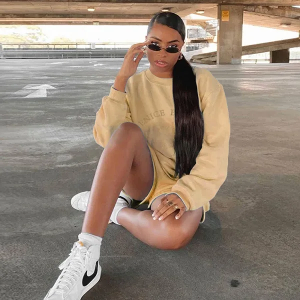 Comfortable Fall Winter Casual Mint Green Letter Graphic Sweatshirts Shorts 2021 Scoop Neck Long Sleeve Women's Tops