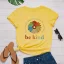 Casual Summer Black Cotton T-Shirts 2021 Scoop Neck Multi-Colors Flower Short Sleeve Women's Tops T-shirt