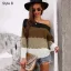 Mode Tomber Hiver Vêtement de rue Multi-Couleurs Chandails 2021 Encolure Dégagée Coton Manches Longues Ordinaire Hauts pour Femmes