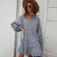 Modest  Summer Brown Street Wear Spotted Leopard Print Women Dresses Women's Tops 2021 V-Neck Loose Long Sleeve Knee-Length