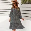 Chic / Beautiful Fall Winter Beach Resort Wear Street Wear Blushing Pink Floral Women Dresses 2021 V-Neck Long Sleeve Sash Loose Knee-Length