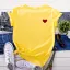 Summer Casual White Heart-shaped Printing Loose T-Shirts 2021 Cotton Scoop Neck Short Sleeve Women's Tops T-shirt