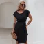 Casual Spring Summer Burgundy Women Dresses 2021 Scoop Neck Bow Short Sleeve Sash Loose