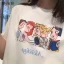 Summer Casual White Cartoon Printing T-Shirts 2021 Cotton Scoop Neck Short Sleeve Women's Tops