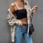 Fashion Beige Fall Winter Street Wear Plaid Coats & Jackets 2021 Lapel  Buttons Long Sleeve Loose Women Tops