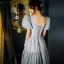 Chic / Beautiful Sky Blue Ruffle Prom Dresses 2021 A-Line / Princess V-Neck Puffy Short Sleeve Backless Floor-Length / Long Formal Dresses