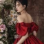 Charming Burgundy Ruffle Rhinestone Evening Dresses Party Dresses 2021 A-Line / Princess Square Neckline Puffy Short Sleeve Backless Knee-Length Cocktail Party Evening Party Formal Dresses