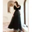 Chic / Belle Bling Bling Noire Étoile Paillettes Robe De Bal 2021 Princesse Encolure Carrée Manches Courtes Longue Robe De Ceremonie