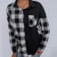 Désinvolte Tomber Hiver Noire Blanche Plaid Ample Blouses 2021 Revers Manches Longues Femme Hauts