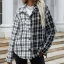 Fashion Two Tone White Black Plaid Fall Winter Street Wear Coats & Jackets 2021 Lapel  Loose Long Sleeve Women Tops