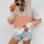 Fashion Yellow Fall Winter Street Wear Pierced Knitting Sweaters 2021 V-Neck Long Sleeve Loose Women Tops