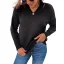 Fall Winter Street Wear Pool Blue Solid Color Knitting Sweaters 2021 V-Neck Long Sleeve Loose Women Tops
