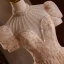 Chic / Beautiful Champagne Beading Pearl Sequins Flower Party Dresses 2024 Ball Gown High Neck Puffy Short Sleeve Backless Tea-length Cocktail Party Evening Party
