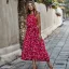 Bohemia Summer Beach Street Wear Black White Spotted 2021 A-Line / Princess Halter Sash Bow Sleeveless Tea-length Maxi Dresses Women Maxi Dresses Dresses