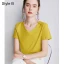 Modest / Simple Summer Casual OL White Regular T-Shirts 2021 Cotton V-Neck Short Sleeve Women's Tops T-shirt
