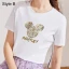 Fashion White Cartoon Printing Regular T-Shirts 2021 Cotton Scoop Neck Short Sleeve Women Women's Tops T-shirt